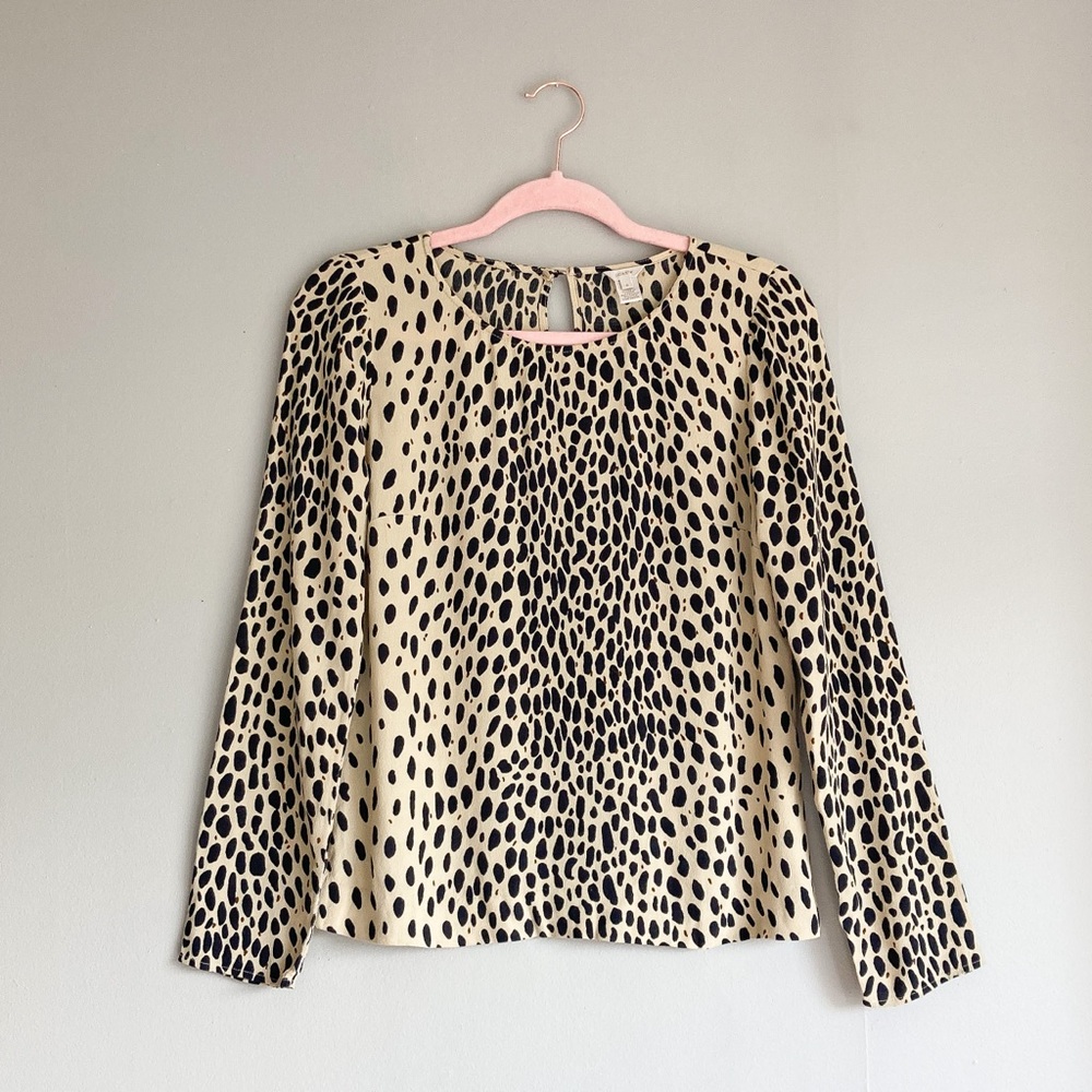 J. Crew Leopard Print Long Sleeve Blouse